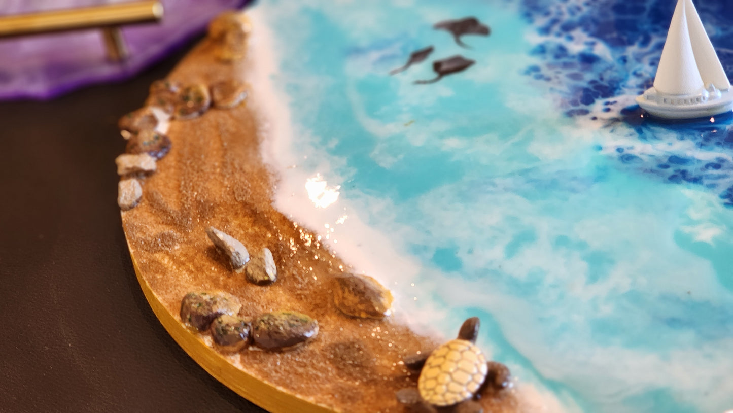 Ocean Dreams Resin Wall Art — Hand-Poured Ocean Wave Coastal Décor