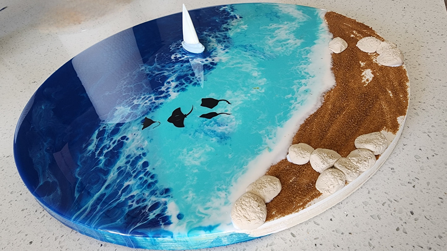 Ocean Dreams Resin Wall Art — Hand-Poured Ocean Wave Coastal Décor