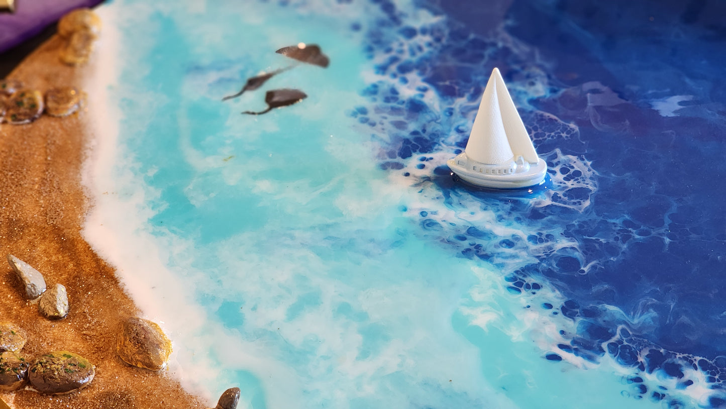 Ocean Dreams Resin Wall Art — Hand-Poured Ocean Wave Coastal Décor